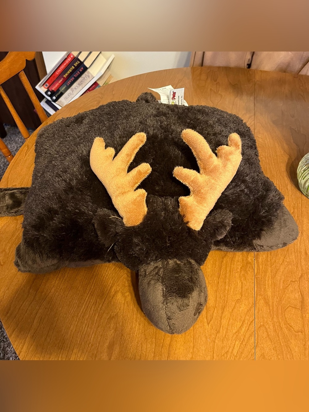 Pillow Pets Moose Dark Brown Tan Antlers 18" Plush Stuffed Animal Pillow